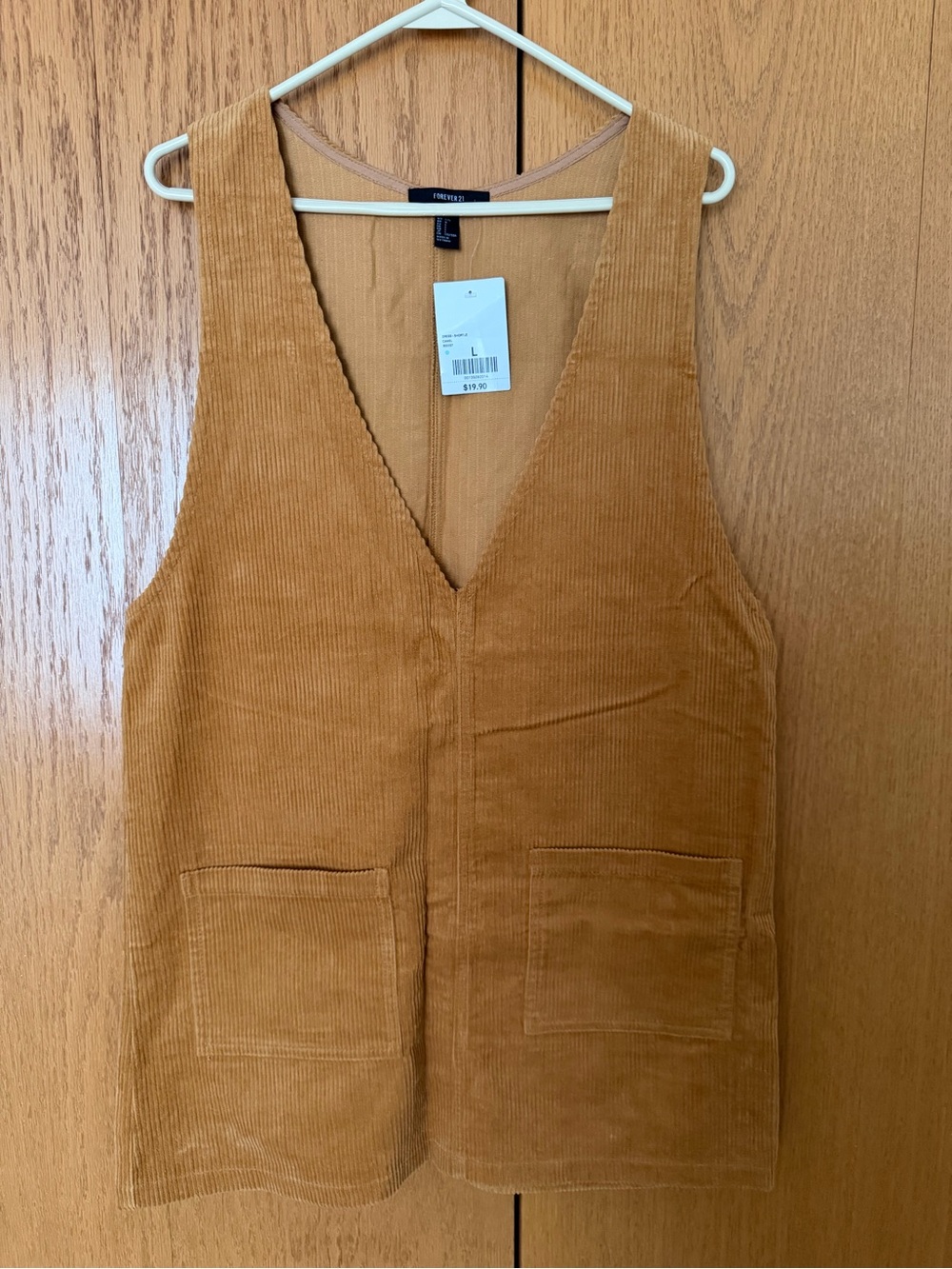 Forever 21 Corduroy V-Neck Vest in Camel Brown